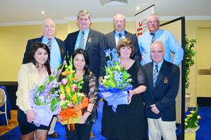 In happier times: The 2012 EDFL executive and their partners, from back left: Ian Cooper, Roger Gwynne, Mick Keane and John Johnson. Front row: Rose and Tess Gwynne, Claire Keane and Pat Noonan.