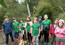 Students learning outdoors