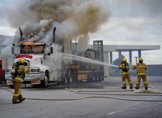 Truck fire in Officer
