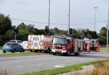 Emergency crews rescue person trapped in vehicle